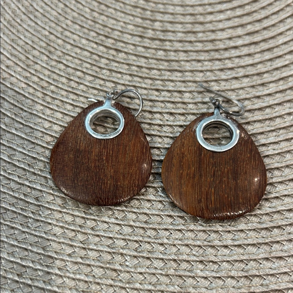 Silpada Brown Teardrop Earrings with Silver Accents